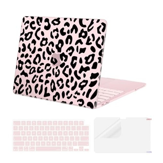 حقيبة صلبة بنقشة الفهد من MOSISO متوافقة مع MacBook Neo 13 إنش 2026 (A3404)، أسود
