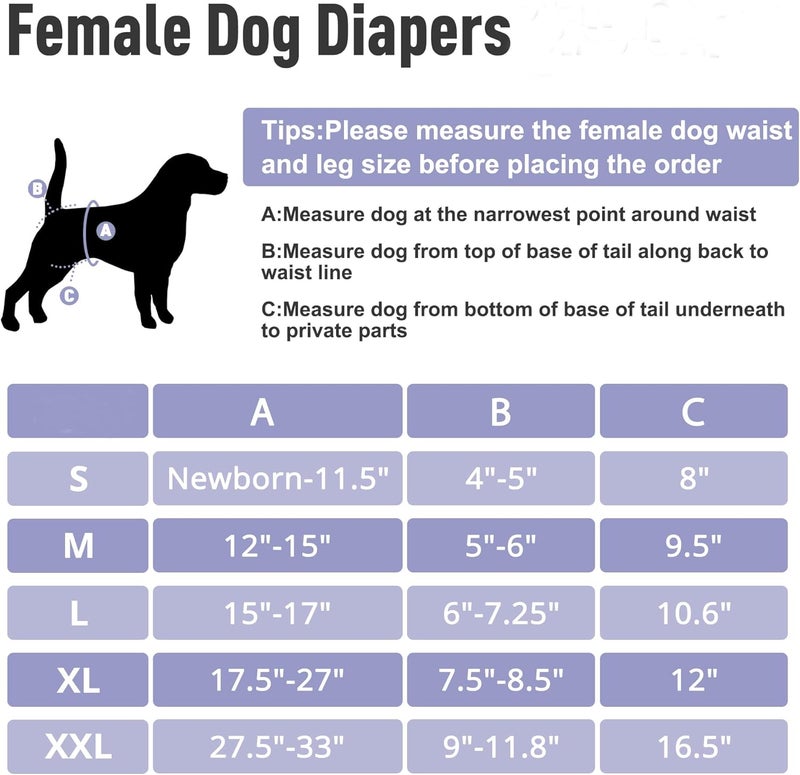 ZINGTERRA Washable Female Dog Diapers 3Pack,Reusable Diaper for Doggie,Highly Absorbent Dog Diaper,Adjustable Leakproof Puppy Diapers Skirt for Heat,Incontinence,Period Doggy Nappies XXL - Image 2