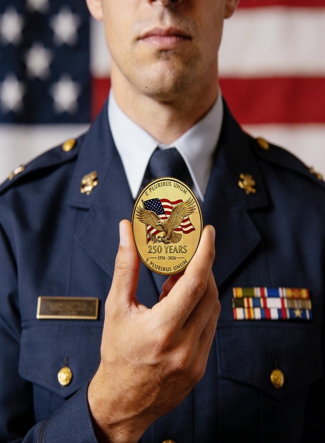 Lastikor USA 250th Anniversary Coin,2 Inch America Commemorative Medal,Double-Sided&Durable Metal Pattern,America 250 Merchandise Challenge Coins,Gift for Veteran,Diameter:2 Inch - Image 5
