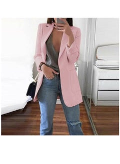 Womens Lapel Casual Blazer Jacket Button Down Long Sleeve Coats Slim Fit Work Office Loose Outerwear Suit with Pockets