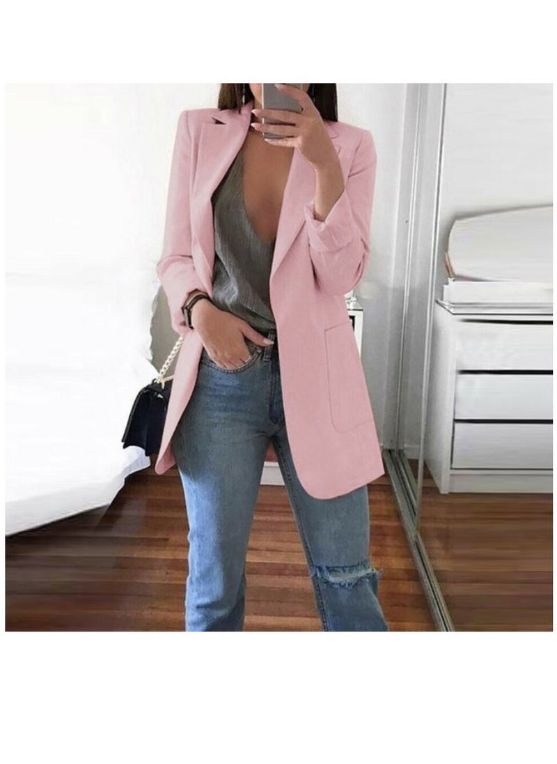 Generic - Womens Lapel Casual Blazer Jacket Button Down Long Sleeve Coats Slim Fit Work Office Loose Outerwear Suit with Pockets - Image 1