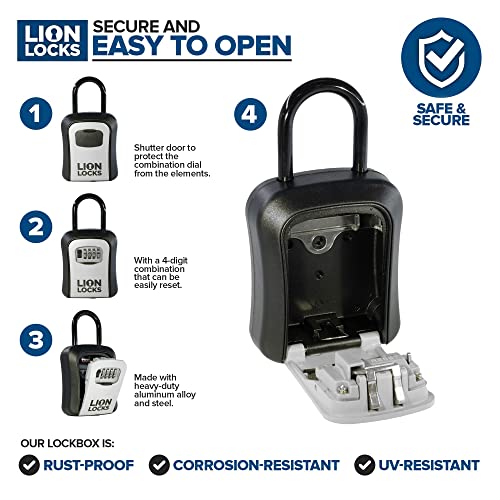 Lion Locks Key Lock Box for Keys with Code (12 Pack) 4 Digit Combination Lockbox for Keys Outdoor, Portable, Waterproof, Realtor Lock Box - Image 3