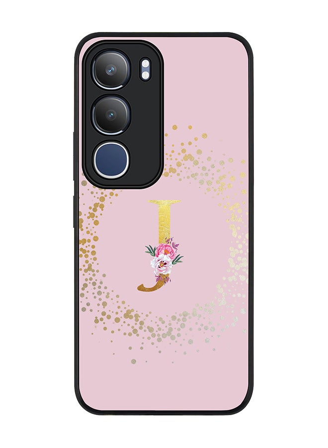 Stylizedd For vivo Y19s / Y19s Pro Case,Slim fit Camera Protection, Shockproof Thin Phone cover  - Custom Monogram Floral - J  (Pink )