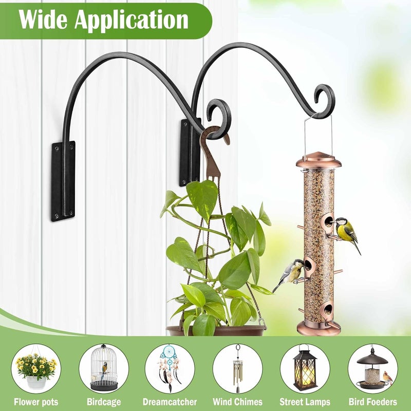 Lifyzoon Heavy Duty Plant Hanger Bracket (16"/Black) Outdoor Hand-Forged Hanging Plant Bracket Durable and Stable Bird Feeder Hanger - Image 5