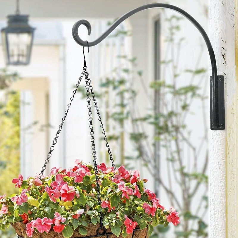 Lifyzoon Heavy Duty Plant Hanger Bracket (16"/Black) Outdoor Hand-Forged Hanging Plant Bracket Durable and Stable Bird Feeder Hanger - Image 2