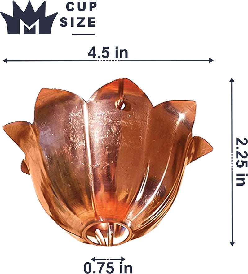Monarch Rain Chains Pure Copper Lotus Rain Chain, 8.5 ft Decorative Rain Catcher Chain for Gutters, Large Rain Chains for Outside, Rain Gutter Replacement Downspout - Image 4