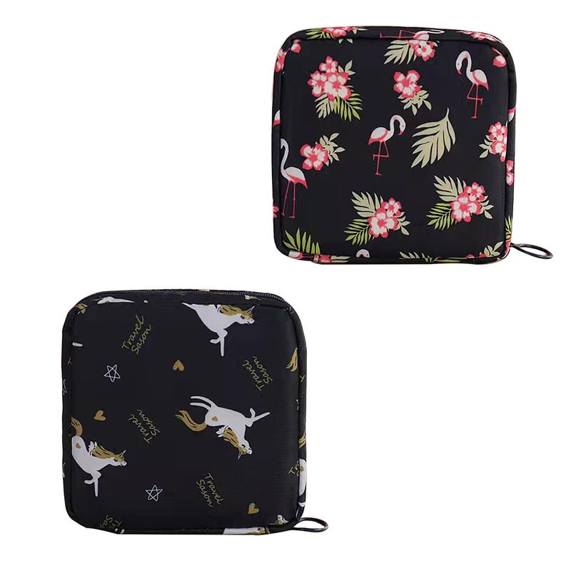 2-Piece Sanitary Pad Storage Bags, Portable Period Bags with Zip for Sanitary Towels and Other Small Items