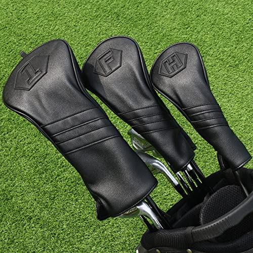 2thpart Golf Head Covers, Driver Headcover Golf Club Head Cover PU Leather Classic Black (Hybrid) - Image 4