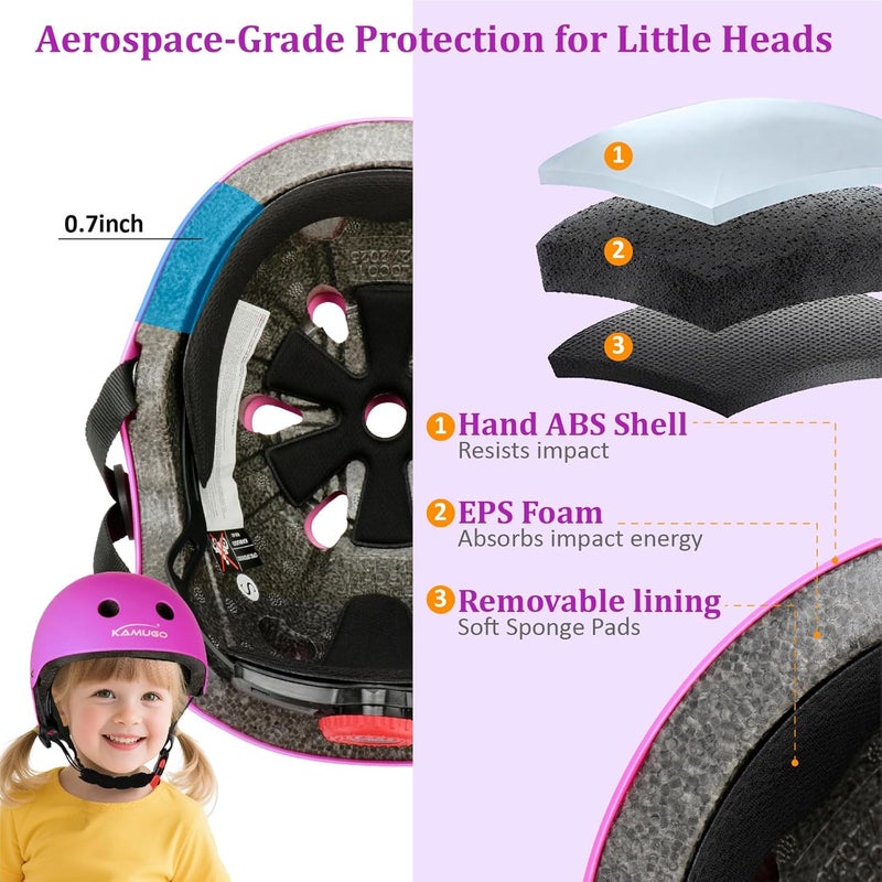KAMUGO Kids Adjustable Helmet, Suitable for Toddler Kids Ages 2-14 Boys Girls, Multi-Sport Safety Cycling Skating Scooter Helmet - Image 2