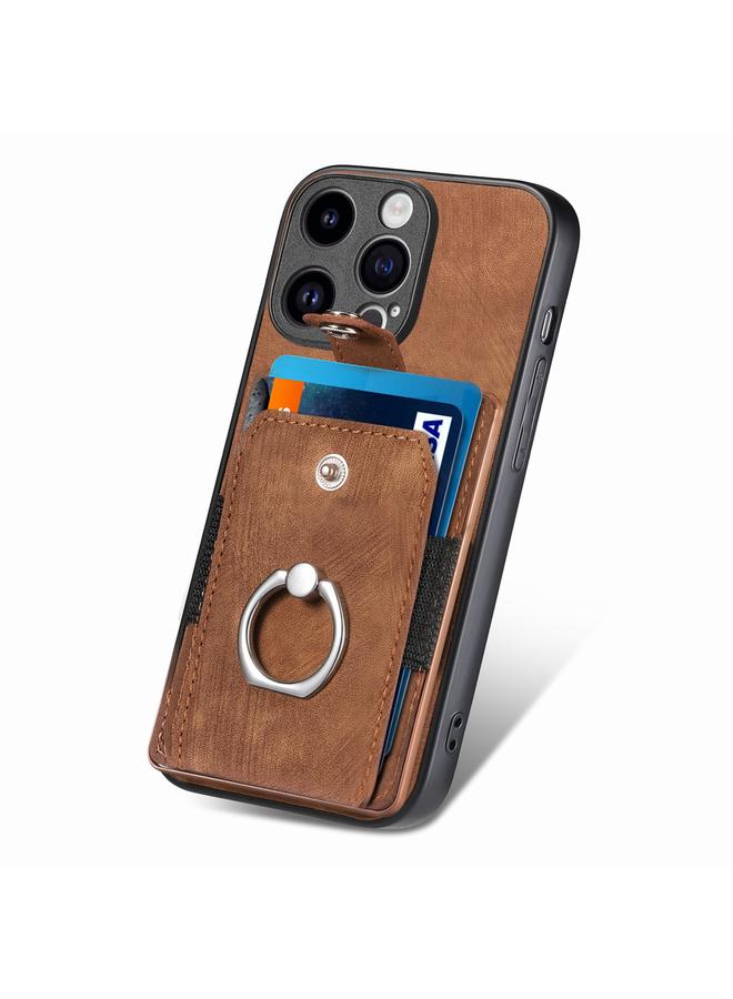 اس-توب جراب هاتف iPhone 15 Pro بتصميم كلاسيكي مع حلقة ومحفظة للبطاقات - Image 3