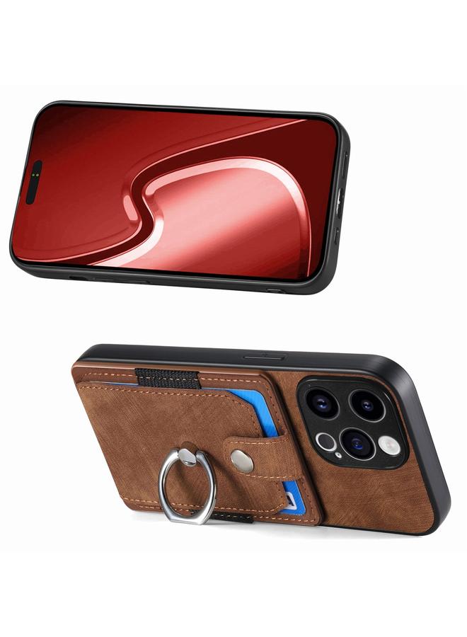 اس-توب جراب هاتف iPhone 15 Pro بتصميم كلاسيكي مع حلقة ومحفظة للبطاقات - Image 2