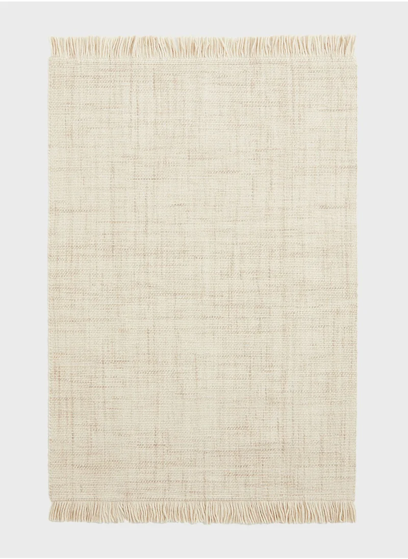 اتش اند ام Fringed Wool-Blend Rug