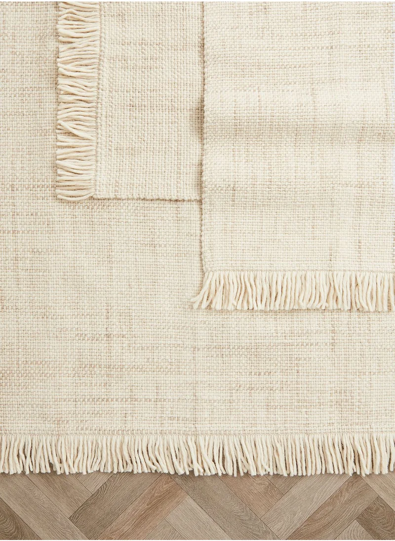 اتش اند ام Fringed Wool-Blend Rug