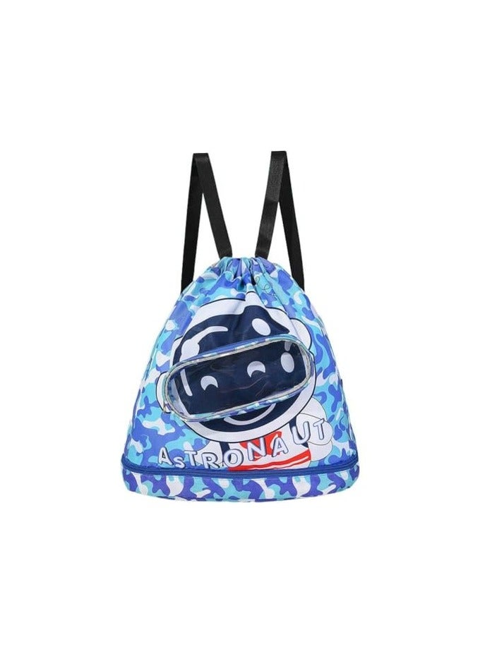 Children's Swimming Drawstring Backpack - Kids Waterproof Storage Swimming Beach Dry and Wet Separation Waterproof Storage Bag, for Gym Sports Beach Pool Gear Bag