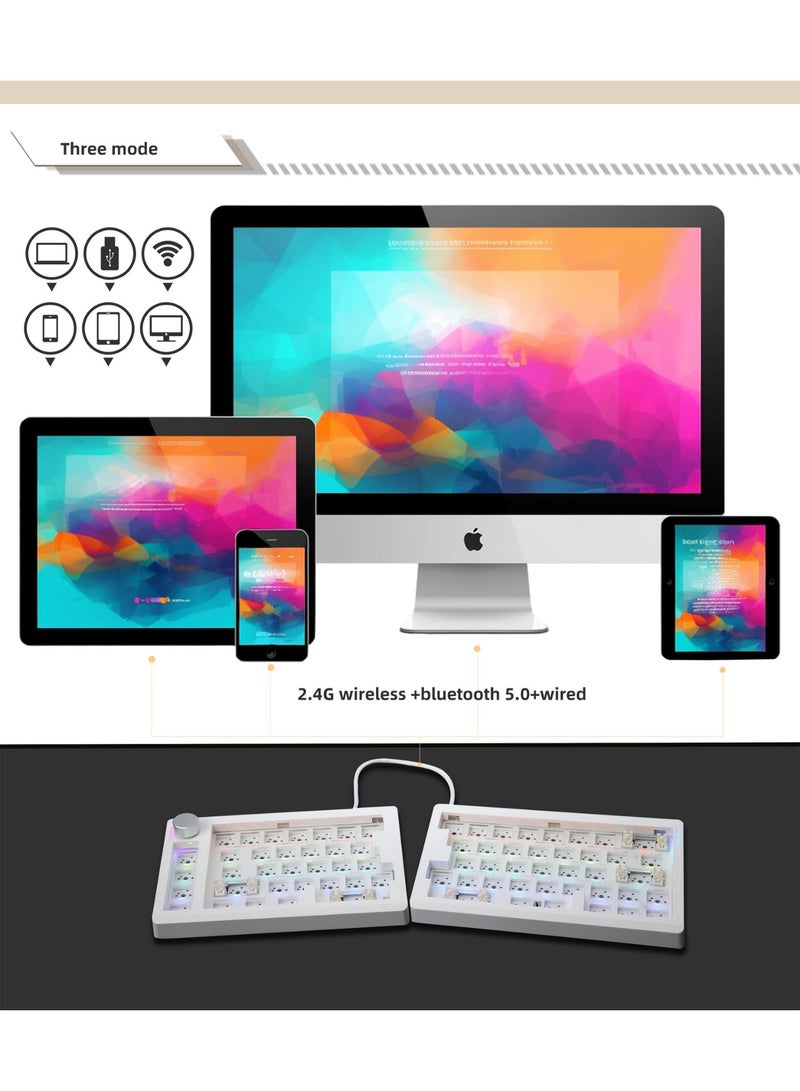 زويا لوحة مفاتيح ميكانيكية مفصّلة بإضاءة RGB، مفاتيح قابلة للتبديل السريع، اتصال ثلاثي الأنماط، إضاءة سفلية، وسادة عزل للصوت، متوافقة مع ماك و ويندوز، بطارية 3000mAh (اللوحة فقط بدون مفاتيح أو أغطية أزرار) - Image 3