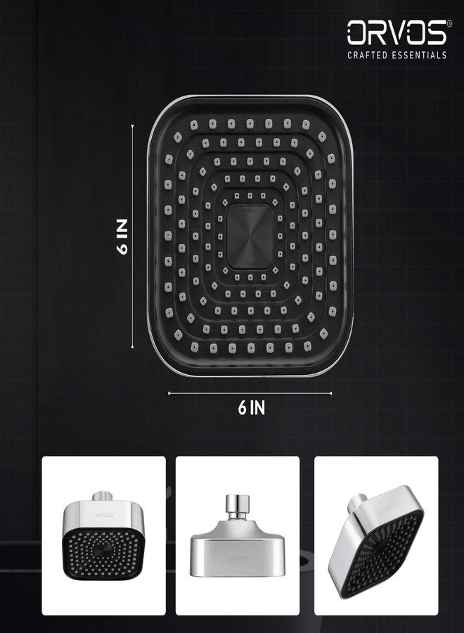 Orvos Overhead Shower Single Mode - Matrix, Square, Chrome Plated With High Grade Korean ABS material from LG, Black Color, 6x6 inches, head only - Image 5