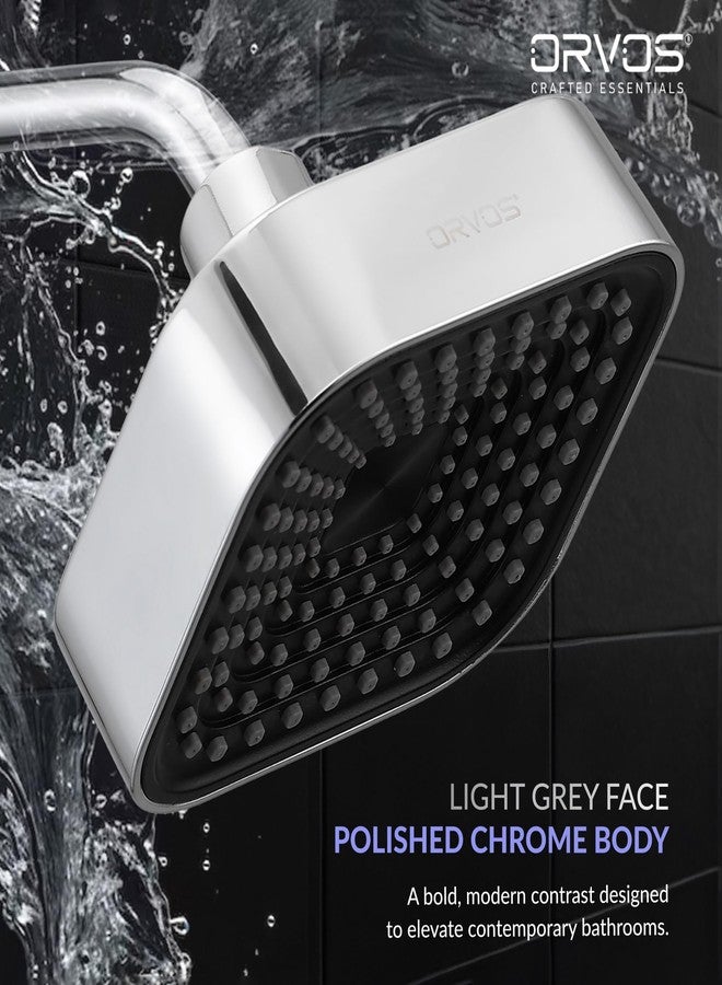Orvos Overhead Shower Single Mode - Matrix, Square, Chrome Plated With High Grade Korean ABS material from LG, Black Color, 6x6 inches, head only - Image 4
