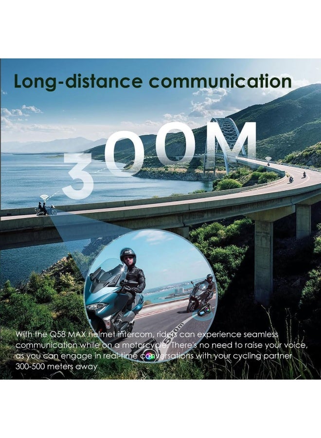 ماوتين سماعة رأس بلوتوث للخوذة، نظام اتصال داخلي للخوذة، مكبر صوت للخوذة مع شاشة عرض، نظام اتصال بخاصية إلغاء الضوضاء لراكبين، مناسب لركوب الدراجات النارية/التزلج/ركوب الدراجات/الرياضات (قطعتان) - Image 3