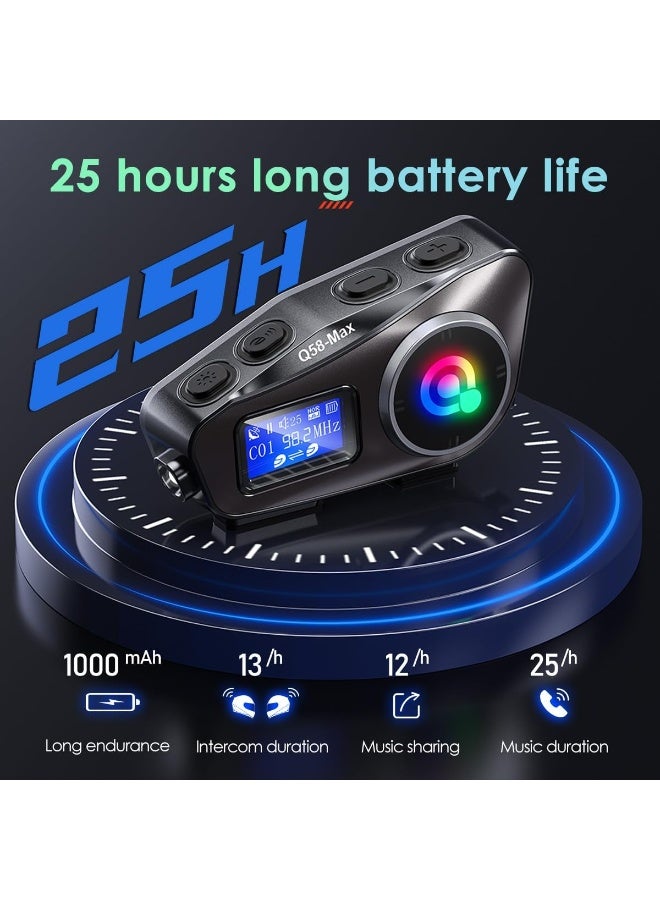 ماوتين سماعة رأس بلوتوث للخوذة، نظام اتصال داخلي للخوذة، مكبر صوت للخوذة مع شاشة عرض، نظام اتصال بخاصية إلغاء الضوضاء لراكبين، مناسب لركوب الدراجات النارية/التزلج/ركوب الدراجات/الرياضات (قطعتان) - Image 4