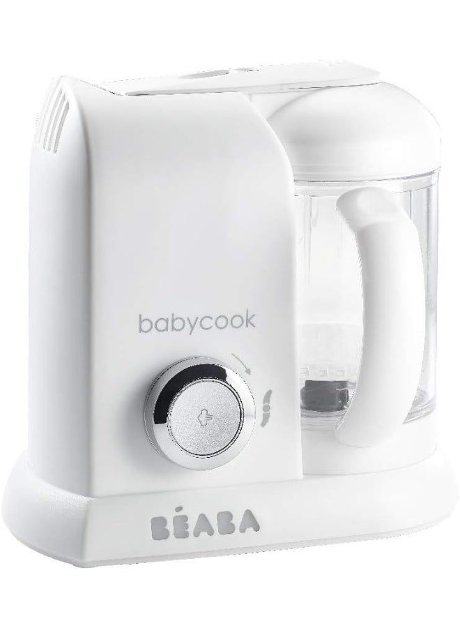 BEABA Babycook Solo Baby Food Maker 4 In 1 : Baby Food Processor, Blender And Cooker Soft Steamer Cooking Quick Food Diversification For Your Baby White/Silver  - Image 1