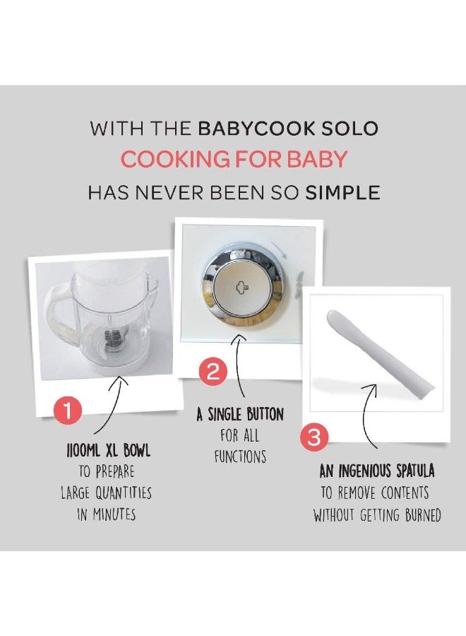 BEABA Babycook Solo Baby Food Maker 4 In 1 : Baby Food Processor, Blender And Cooker Soft Steamer Cooking Quick Food Diversification For Your Baby White/Silver  - Image 4