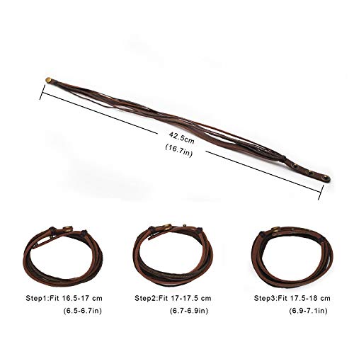 FRD.2Y Genuine Leather Bracelet for Women & Men,Unisex Multilayer Leather Adjustable Bracelet Cuff Wrap Multicolor Rope Wristband - Image 5