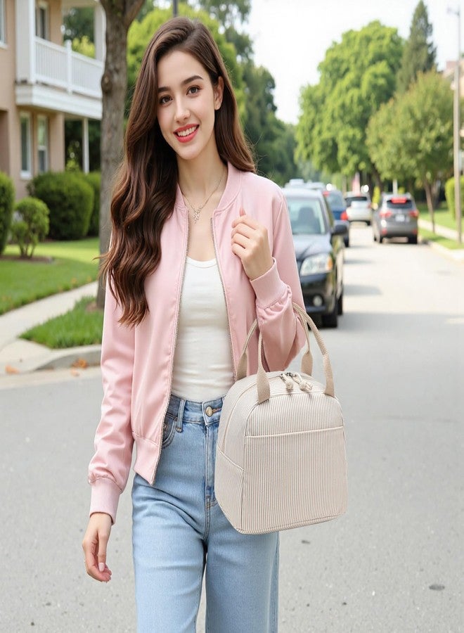 Bluboon Lunch Bag for Women Men Cute Corduroy Lunch Tote Bags Reusable Insulated Lunch Box Large Capacity Reusable Insulated Cooler for Work Picnic or Travel - Image 2
