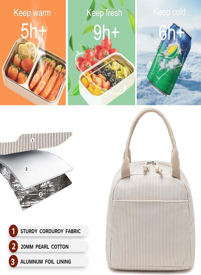 Bluboon Lunch Bag for Women Men Cute Corduroy Lunch Tote Bags Reusable Insulated Lunch Box Large Capacity Reusable Insulated Cooler for Work Picnic or Travel - Image 4