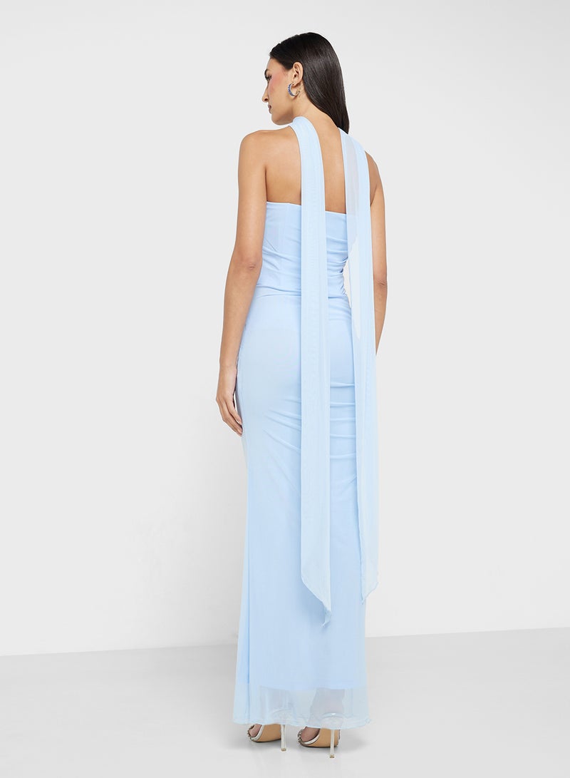 جينجر طقم كورست وتنورة ماكسي بتصميم منظم - Image 2