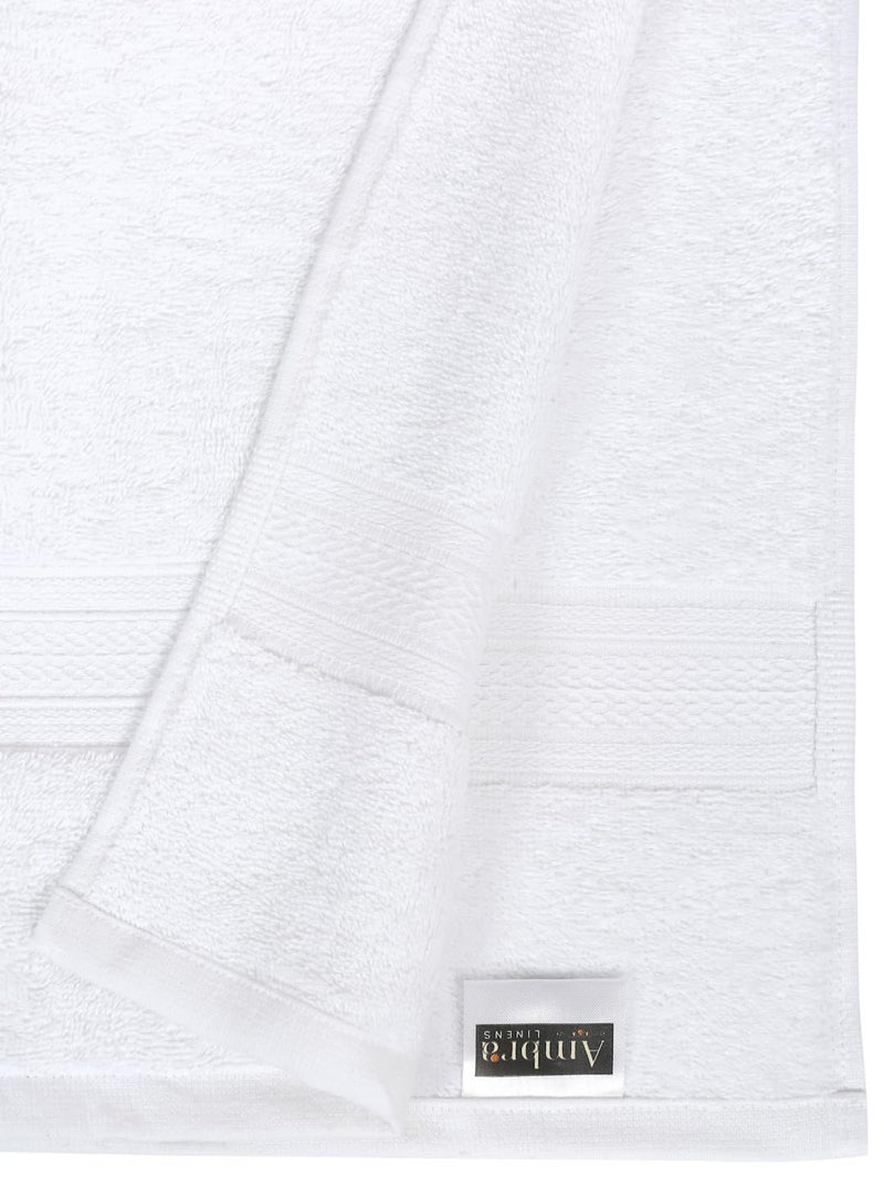 Ambra Linens 500 GSM Highly Absorbent Towels Set, 100% Cotton, Soft and Plush, All Seasons Use, Large, Everyday Use, Durable (4 Pcs Hand Towel Set, White) - Image 5