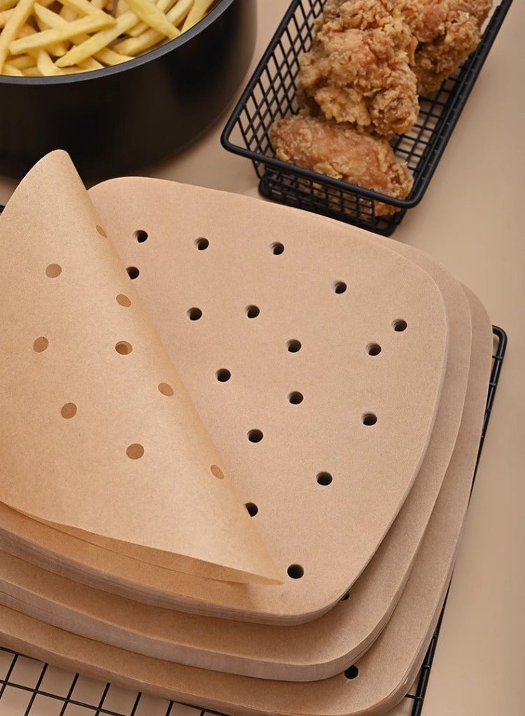 الهواء المقلاة بطانة ، 100 قطعة مربعة ، 24 سم ( 9.5 بوصة ) مع الثقوب في شهادة جامعية الخبز ، الهواء المقلاة شهادة جامعية الخيزران سلة تبخير - Image 1