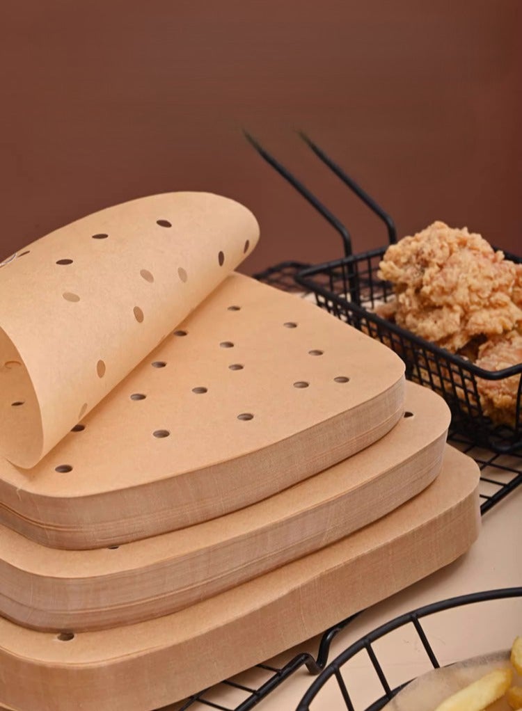 الهواء المقلاة بطانة ، 100 قطعة مربعة ، 24 سم ( 9.5 بوصة ) مع الثقوب في شهادة جامعية الخبز ، الهواء المقلاة شهادة جامعية الخيزران سلة تبخير - Image 2