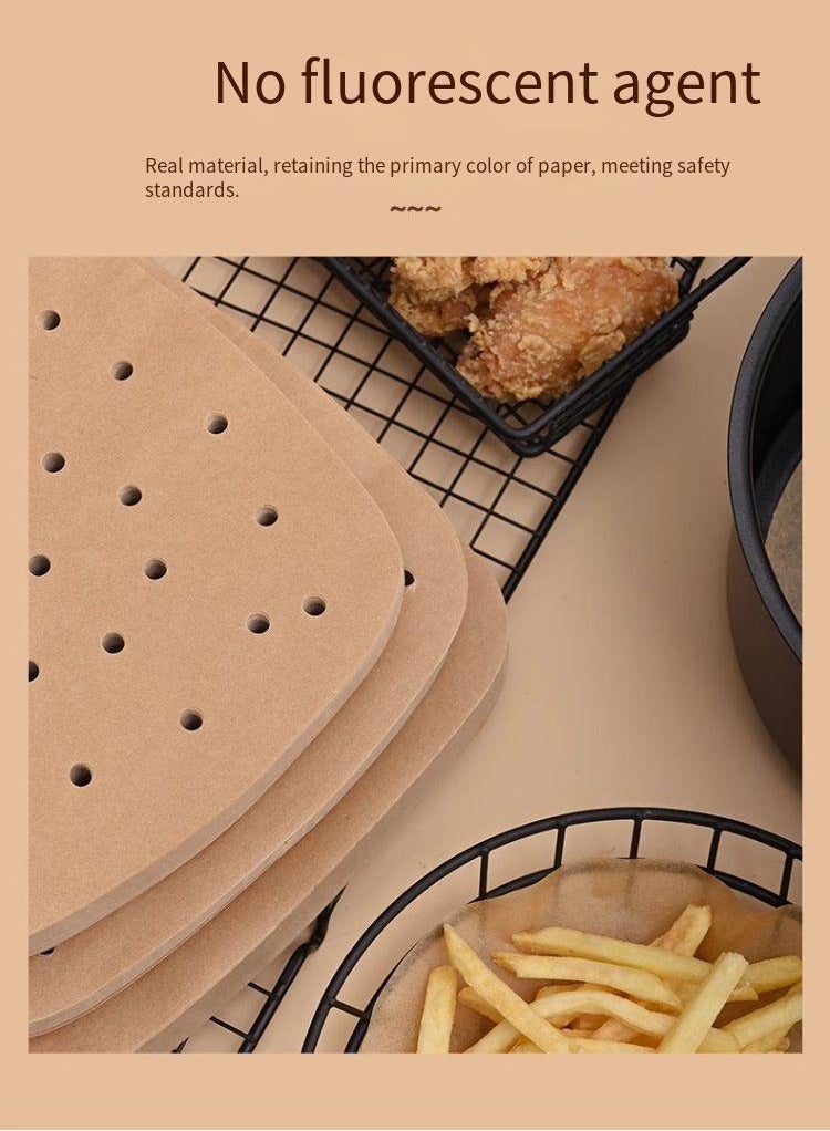 الهواء المقلاة بطانة ، 100 قطعة مربعة ، 24 سم ( 9.5 بوصة ) مع الثقوب في شهادة جامعية الخبز ، الهواء المقلاة شهادة جامعية الخيزران سلة تبخير - Image 3