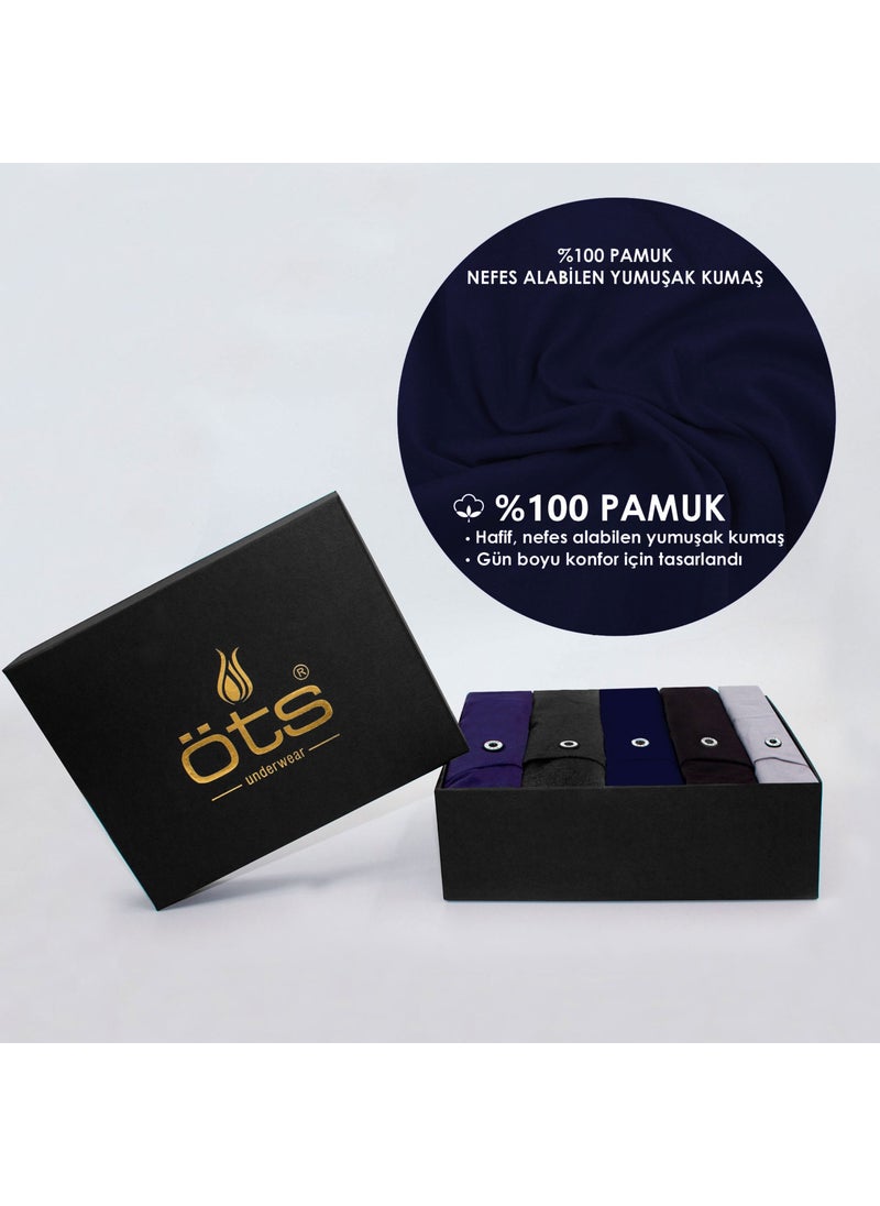 TS - Men's 100% Cotton Boxer 5-Piece Set Buttoned, Comfortable Fit, High Quality, Premium Special Black Box, Underwear, Underwear - Image 1