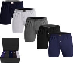 TS Men's 100% Cotton Boxer 5-Piece Set Buttoned, Comfortable Fit, High Quality, Premium Special Black Box, Underwear, Underwear  - Image 1