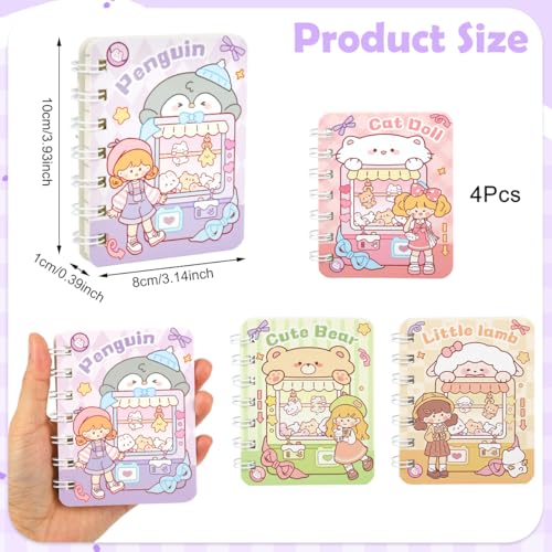 Climberty® 4 Pack A7 Mini Notebooks, Small Spiral Notepads with Cute Cartoon Hard Cover, Portable Pocket Journals for Girls, Travel Diary, Study & Gift Idea - Image 2