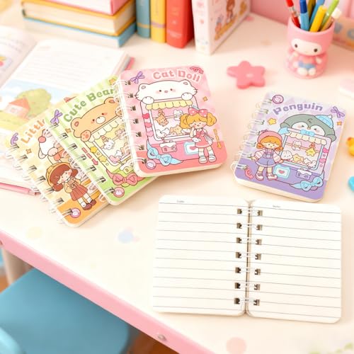 Climberty® 4 Pack A7 Mini Notebooks, Small Spiral Notepads with Cute Cartoon Hard Cover, Portable Pocket Journals for Girls, Travel Diary, Study & Gift Idea - Image 4