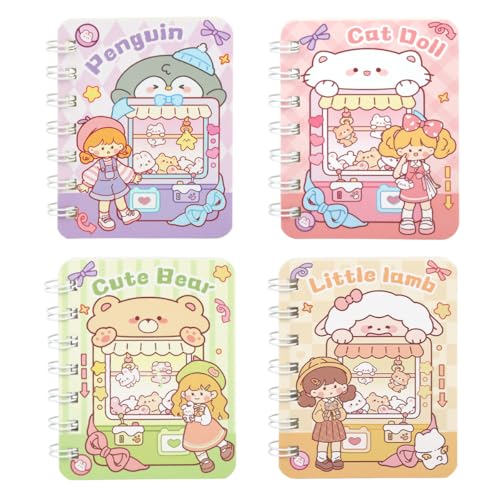 Climberty® 4 Pack A7 Mini Notebooks, Small Spiral Notepads with Cute Cartoon Hard Cover, Portable Pocket Journals for Girls, Travel Diary, Study & Gift Idea - Image 1