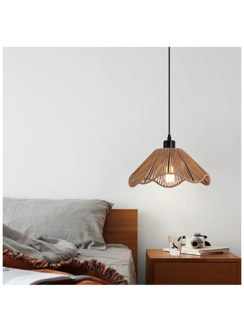 Ganeed Rattan Pendant Light Adjustable Hanging Boho Chandelier  E27 Vintage Ceiling Lamp 2 pieces - Image 5