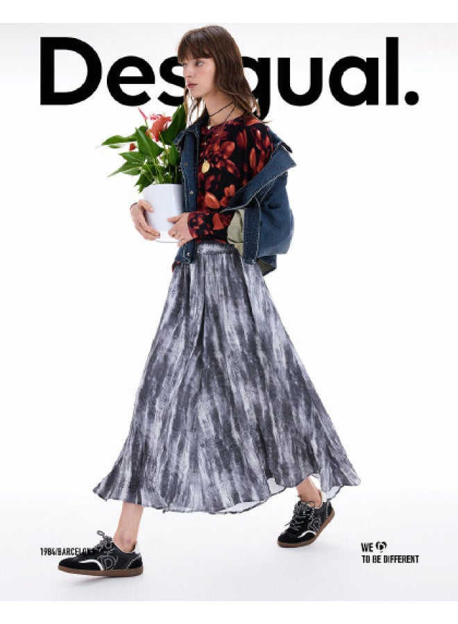 DESIGUAL A/W 2025 New Collection Printed Pleated Flared Skirt - Image 1