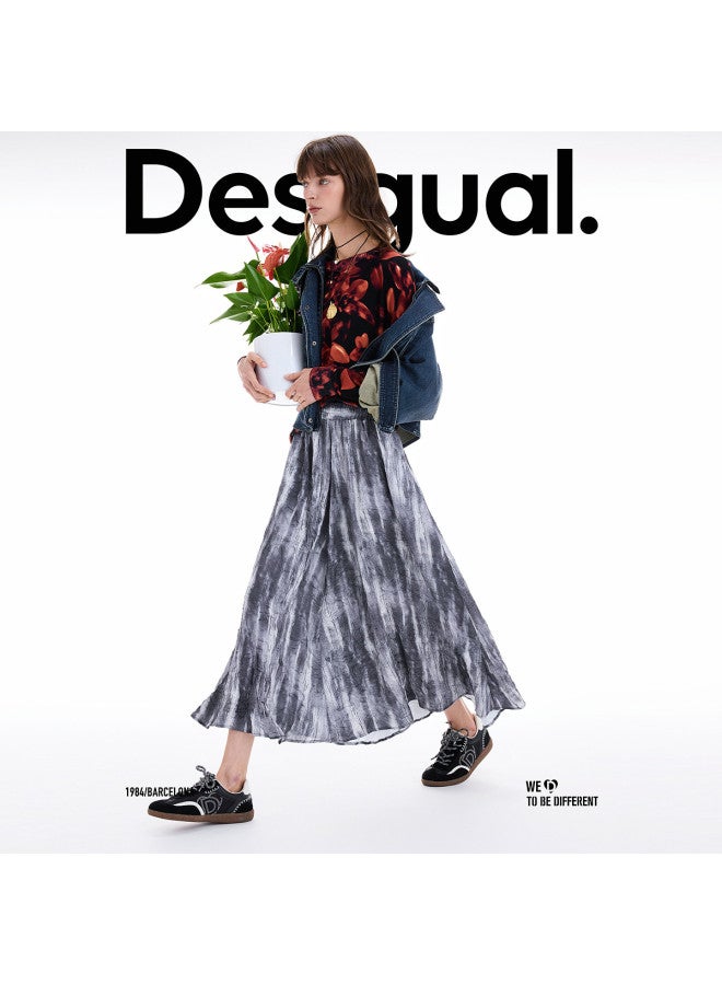 DESIGUAL A/W 2025 New Collection Printed Pleated Flared Skirt - Image 2