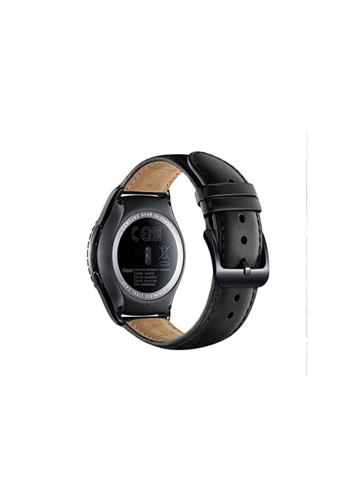 ten.tech 22mm Genuine Leather Band Compatible with Samsung Watch S3 / S4 46mm / Active 2 44 / Watch 3 45mm / Gear S3 Classic / Gear S3 Frontier by Ten Tech - Black - Image 3