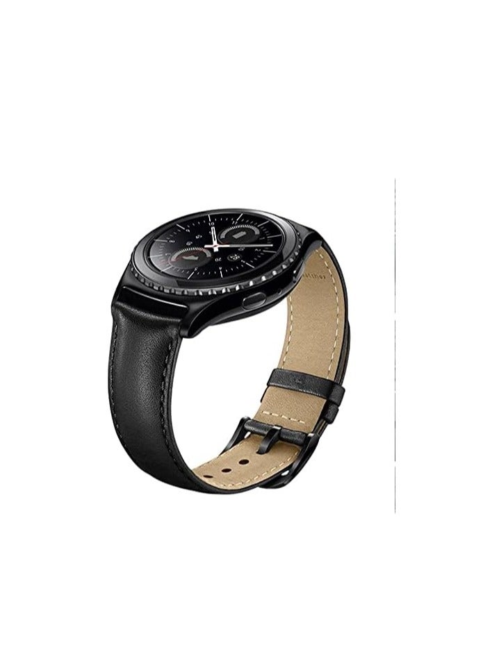 ten.tech 22mm Genuine Leather Band Compatible with Samsung Watch S3 / S4 46mm / Active 2 44 / Watch 3 45mm / Gear S3 Classic / Gear S3 Frontier by Ten Tech - Black - Image 4