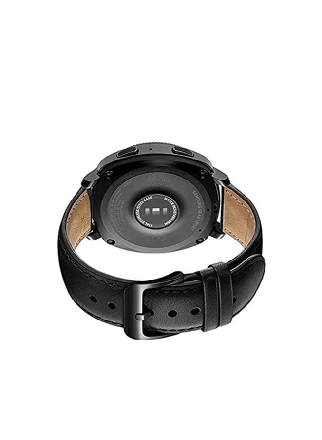 ten.tech 22mm Genuine Leather Band Compatible with Samsung Watch S3 / S4 46mm / Active 2 44 / Watch 3 45mm / Gear S3 Classic / Gear S3 Frontier by Ten Tech - Black - Image 5