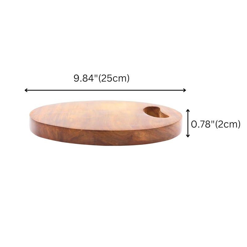 Natriel Handcrafted Wooden Chopping Board EcoFriendly Durable Kitchen Essential Tray Serving Set Pack of 1 Reatangular Round RoundBrown - Image 2