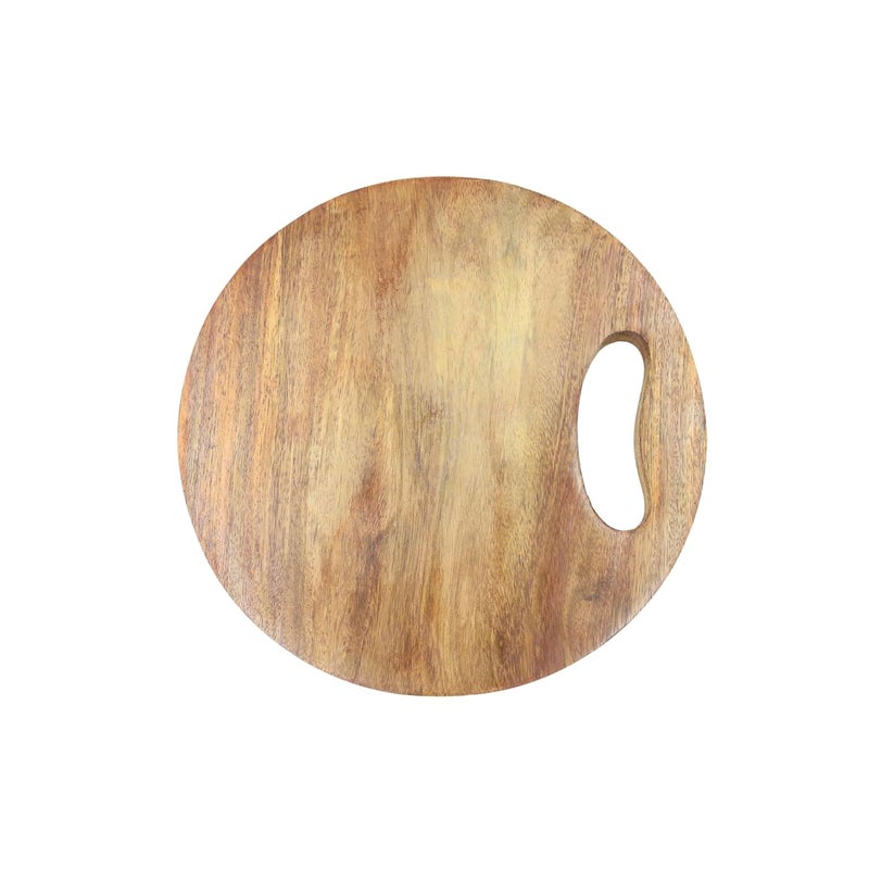 Natriel Handcrafted Wooden Chopping Board EcoFriendly Durable Kitchen Essential Tray Serving Set Pack of 1 Reatangular Round RoundBrown - Image 5