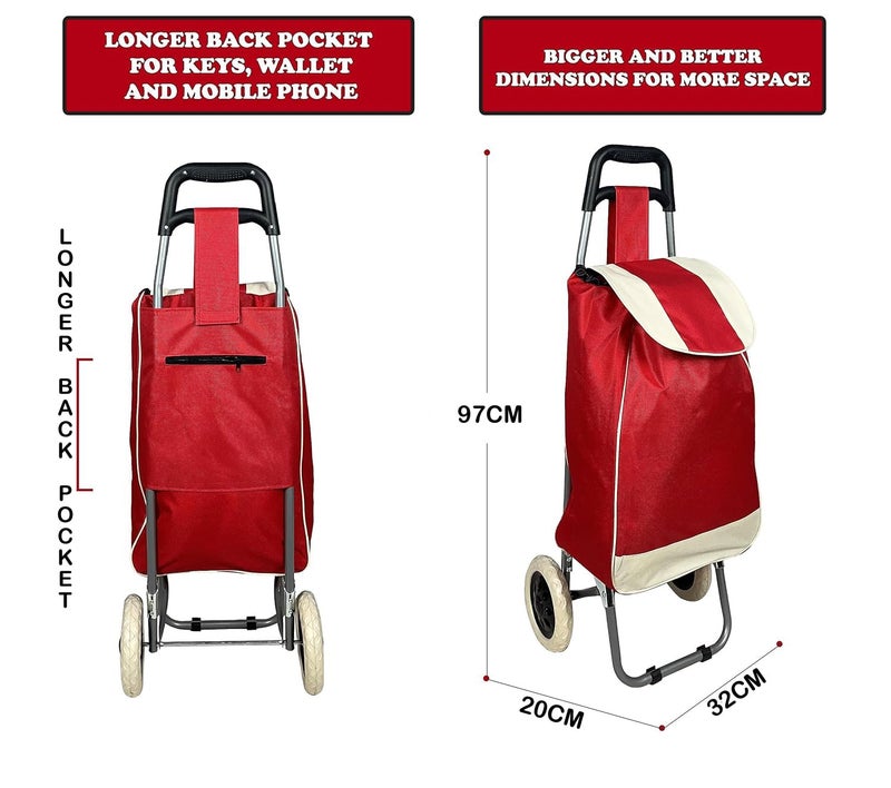 Whitecloud TRANSFORMING HOMES® Multipurpose Foldable Shopping Trolly with Removable Bag Shopping Cart for Grocery, Fruit, and Vegetable (SD-1) (Red) - Image 5