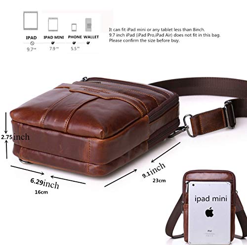 Langzu Men's Genuine Leather Cowhide Vintage Messenger Bag Shoulder Bag Crossbody Bag - Image 3