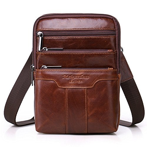 Langzu Men's Genuine Leather Cowhide Vintage Messenger Bag Shoulder Bag Crossbody Bag - Image 1