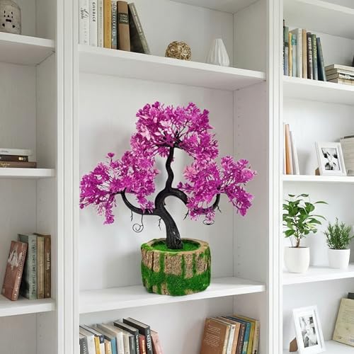 Dekorly Artificial Plants with Green Wooden Pot Fake Bonsai Plants Greenery Desktop Display Simulation,Office,Home Office Bedroom Living Room Tabletop Bathroom Decor | Height : 25CM (Rani) - Image 5
